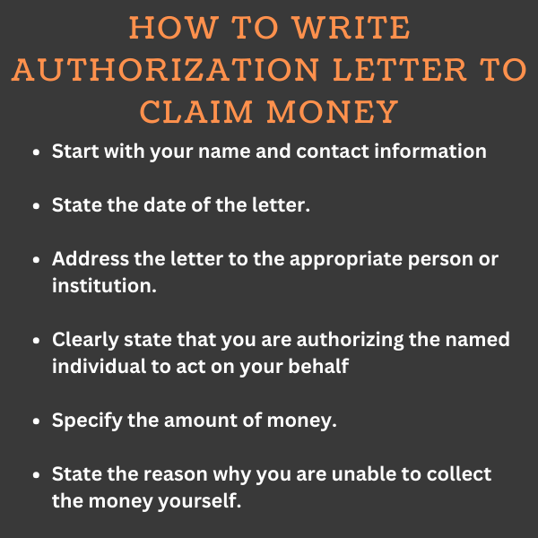 How to Write Authorization Letter To Claim Money