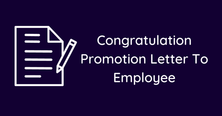 Congratulation Promotion Letter To Employee - Sample Letter Hub