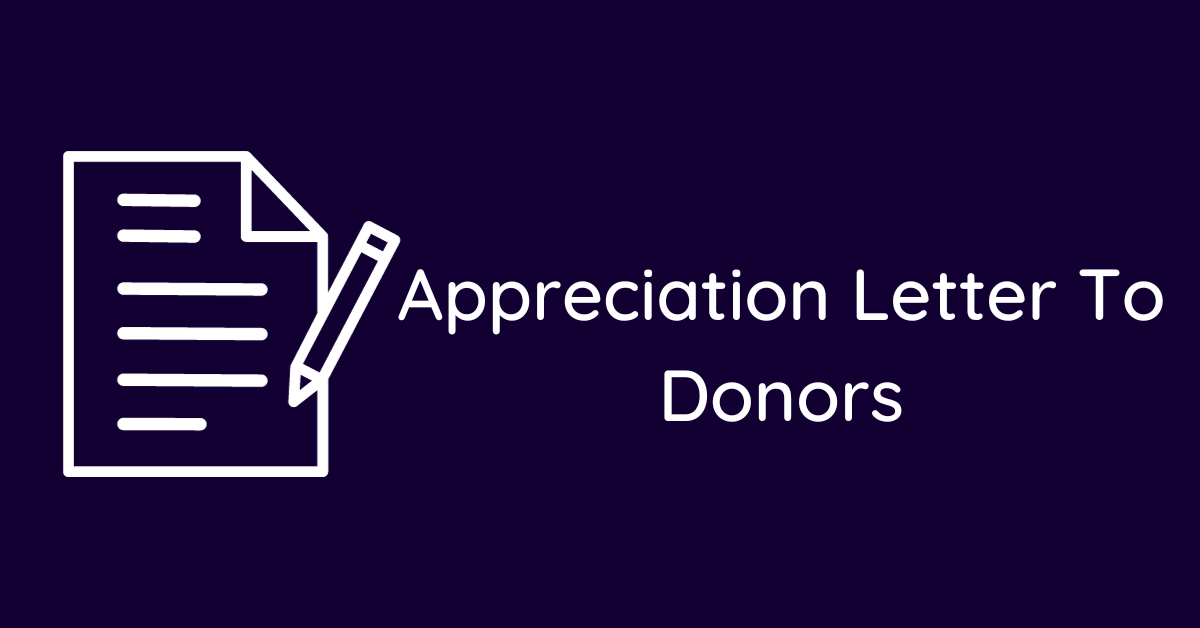 Appreciation Letter To Donors