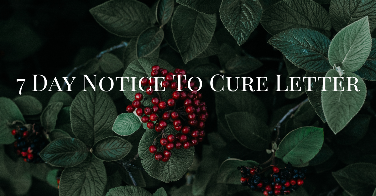 7 Day Notice To Cure Letter
