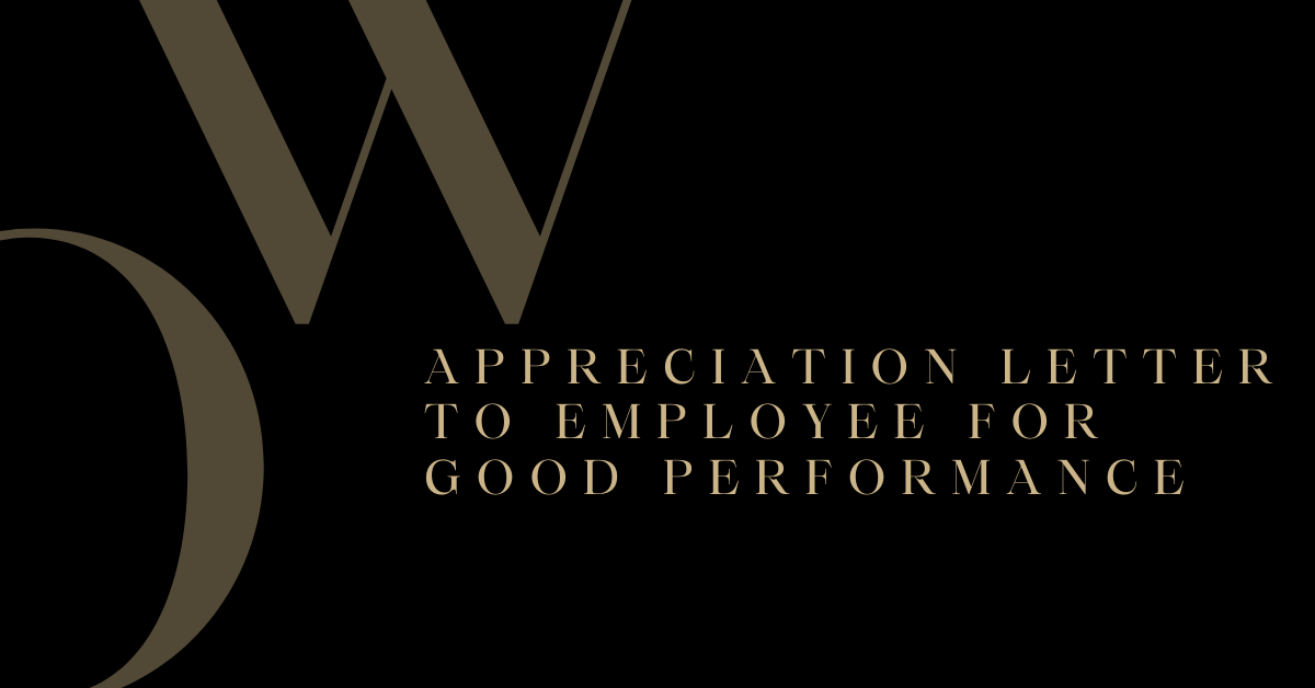 Appreciation Letter To Employee For Good Performance