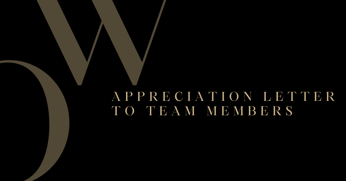 Appreciation Letter To Team Members