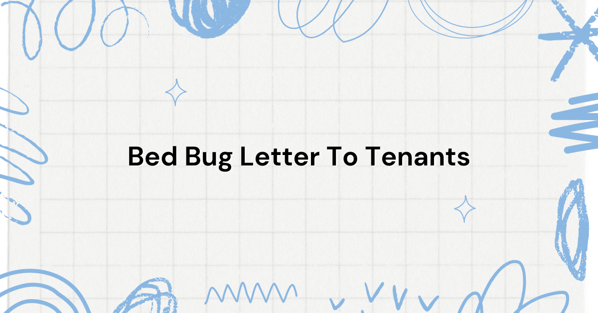 Bed Bug Letter To Tenants