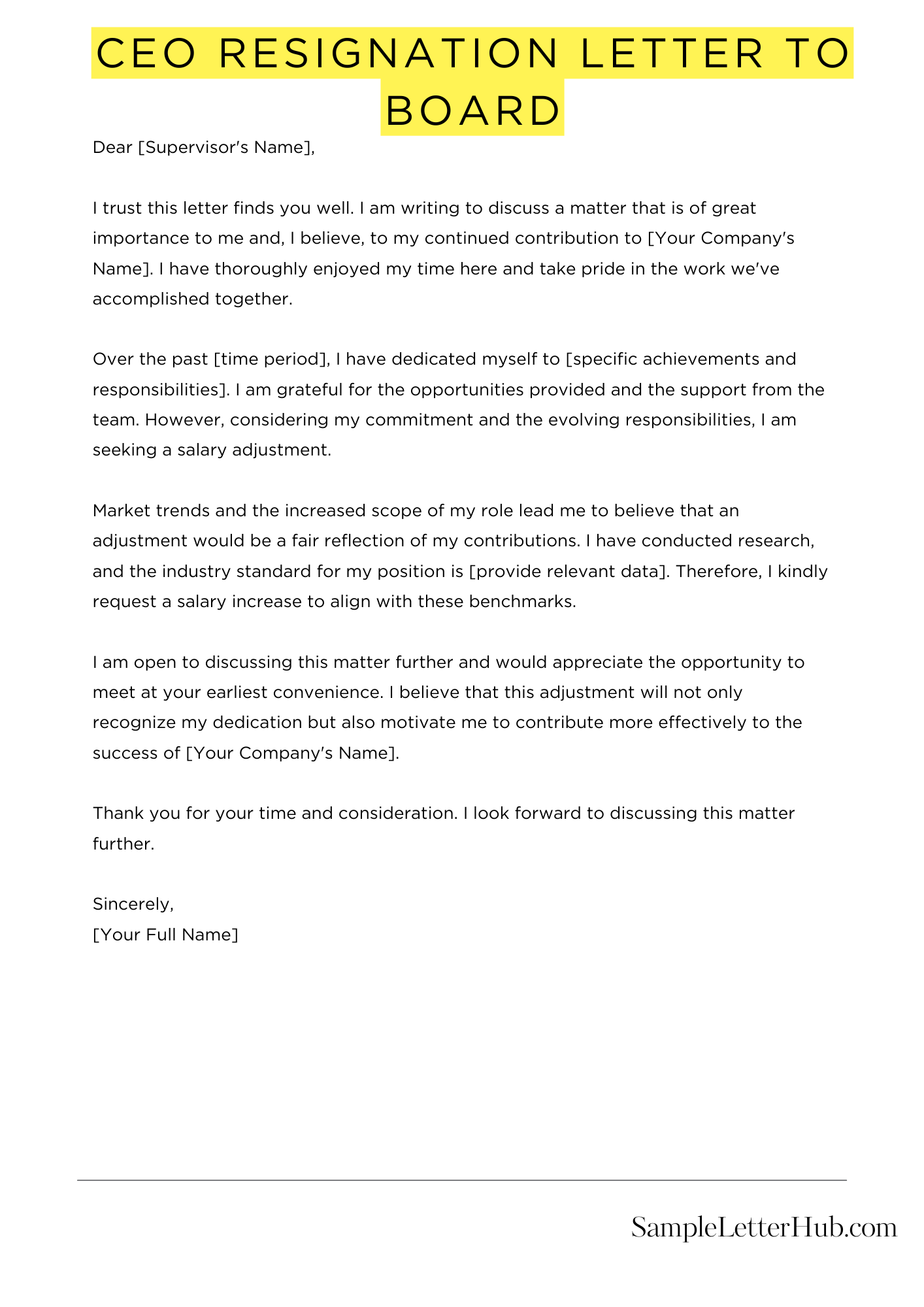 Ceo Resignation Letter To Board