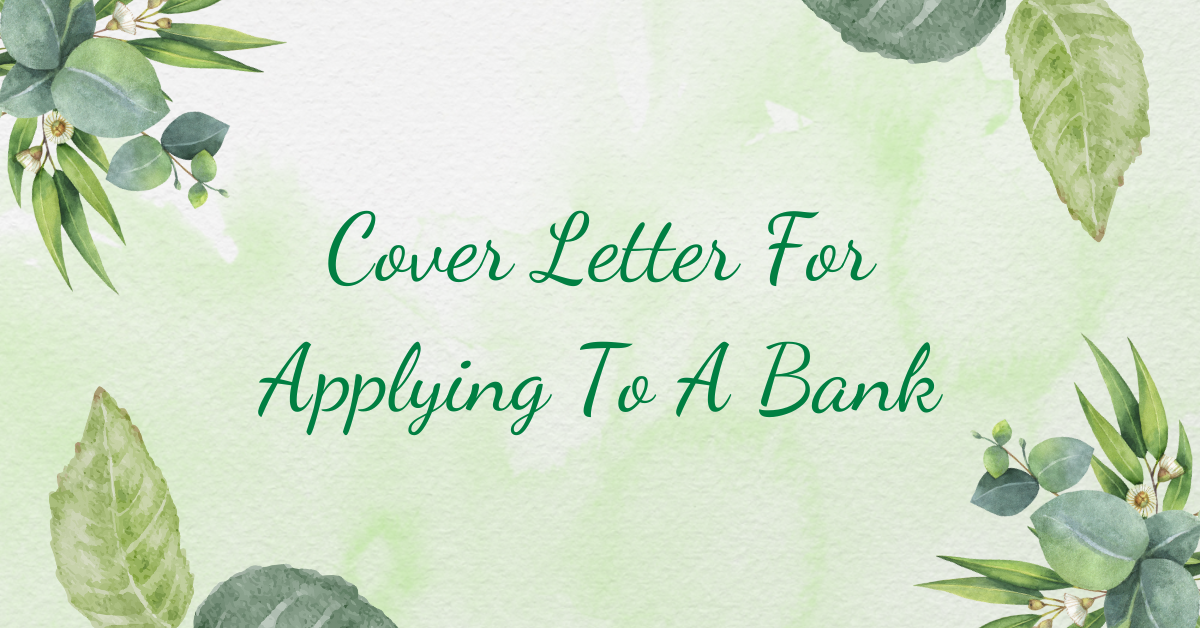 bank manager cover letter sample