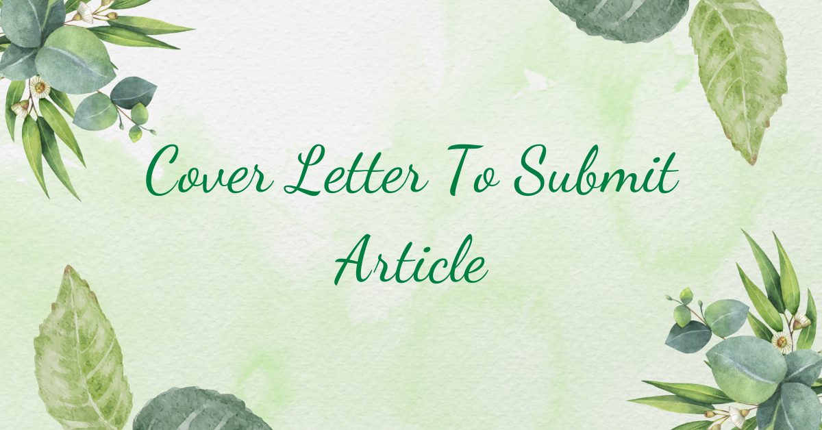 Cover Letter To Submit Article