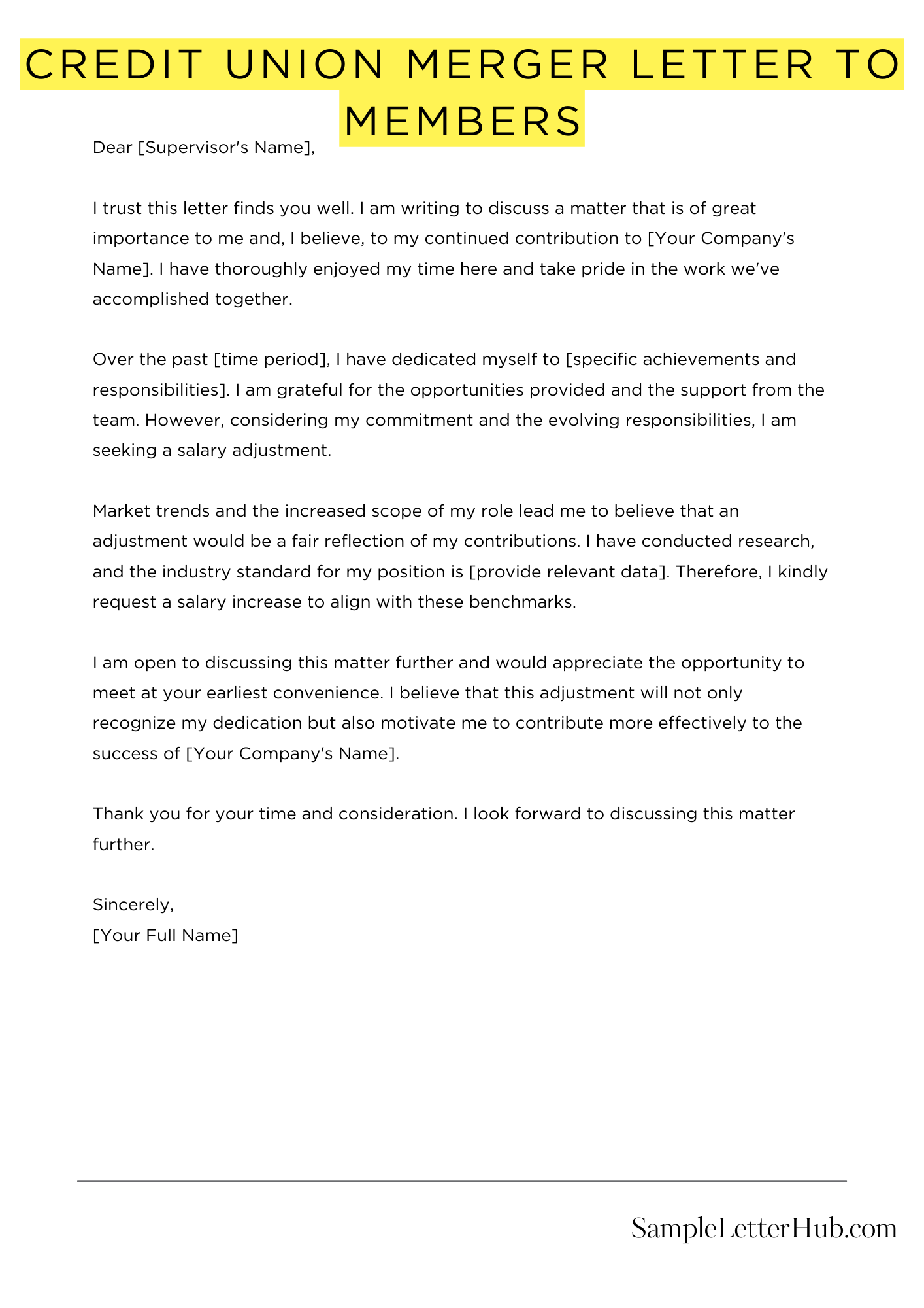 Credit Union Merger Letter To Members