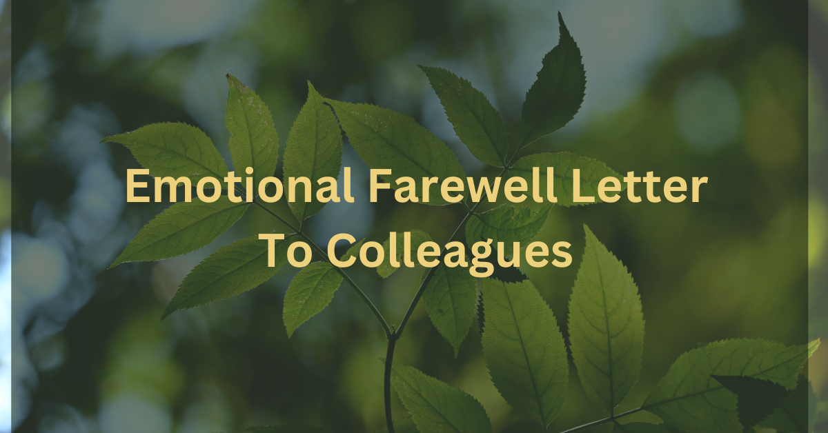 Emotional Farewell Letter To Colleagues