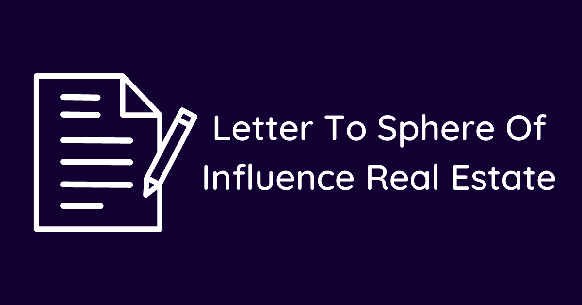 Letter To Sphere Of Influence Real Estate