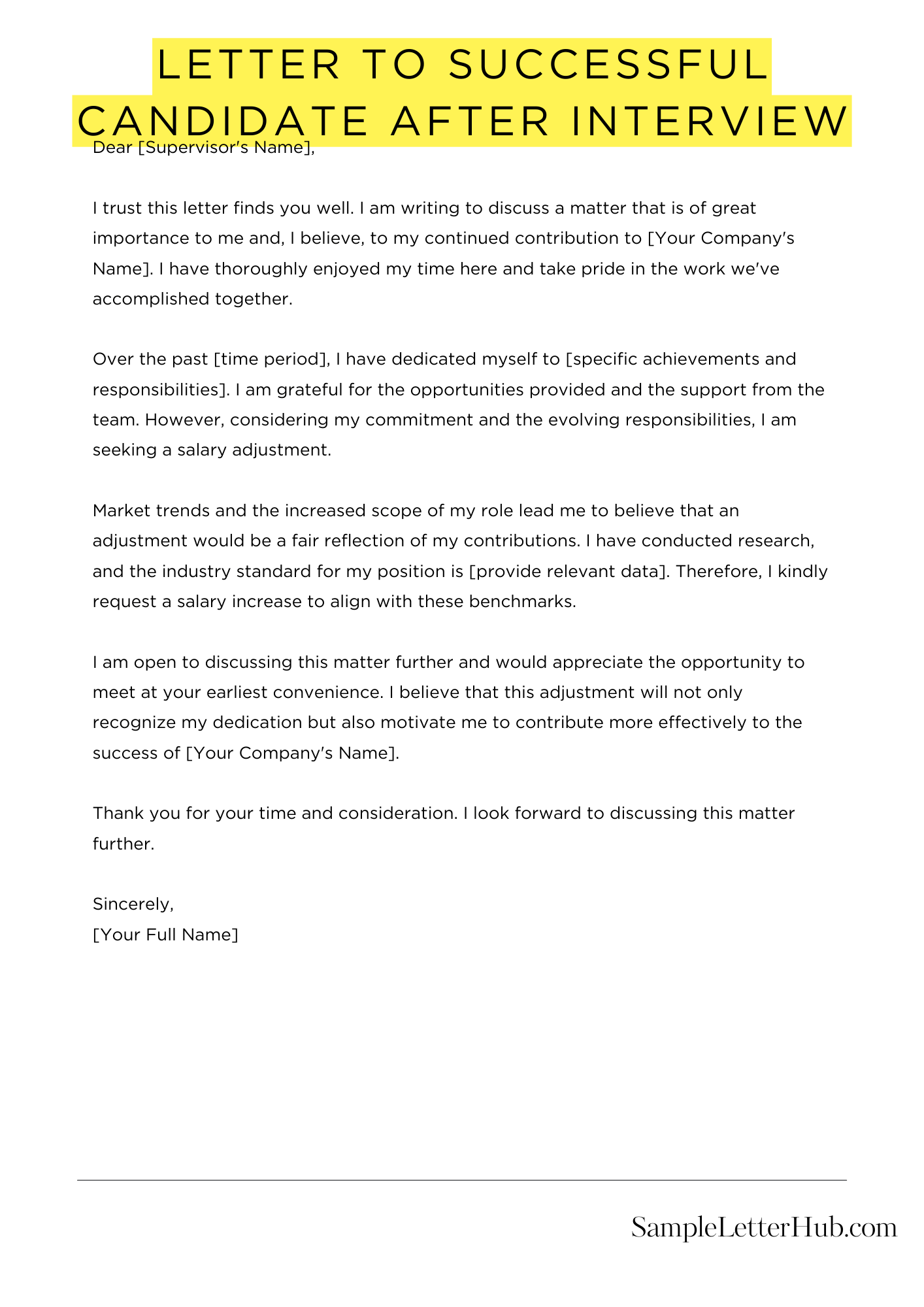 Letter To Successful Candidate After Interview