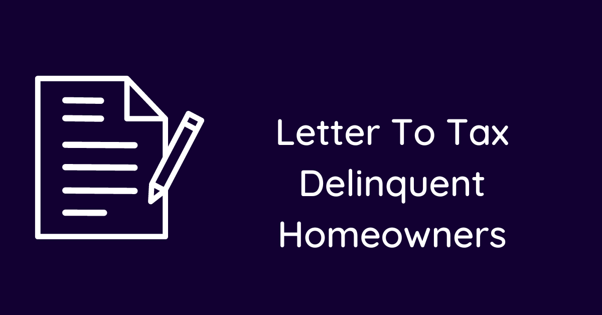 Letter To Tax Delinquent Homeowners