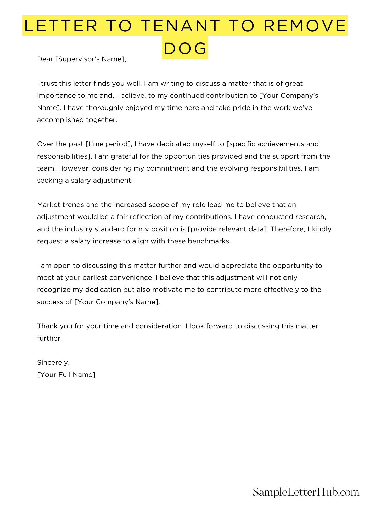 Letter To Tenant To Remove Dog