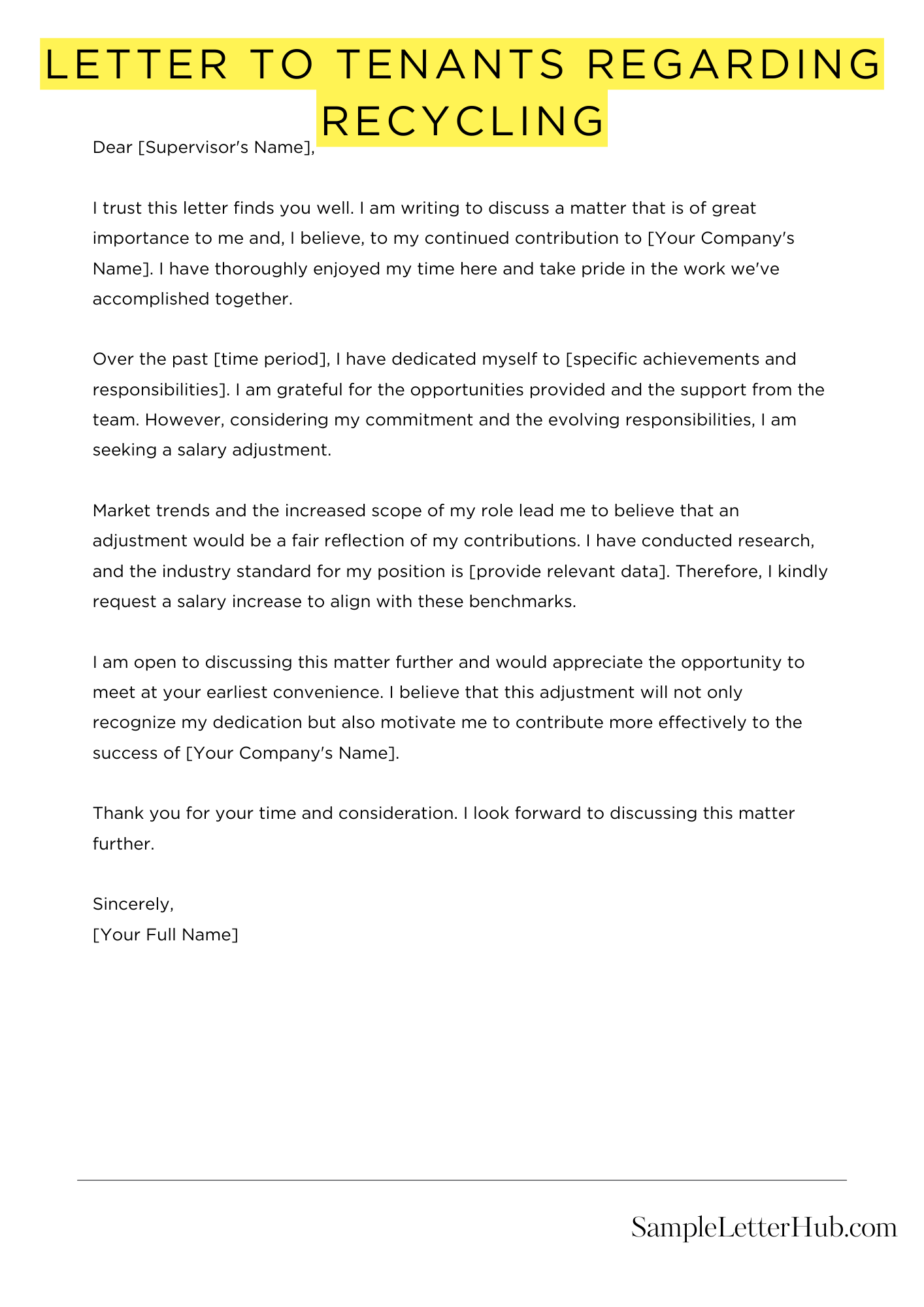 Letter To Tenants Regarding Recycling