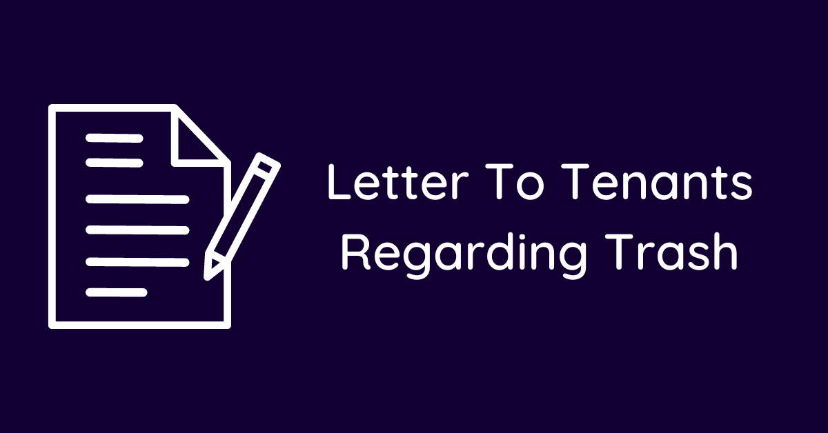 Letter To Tenants Regarding Trash