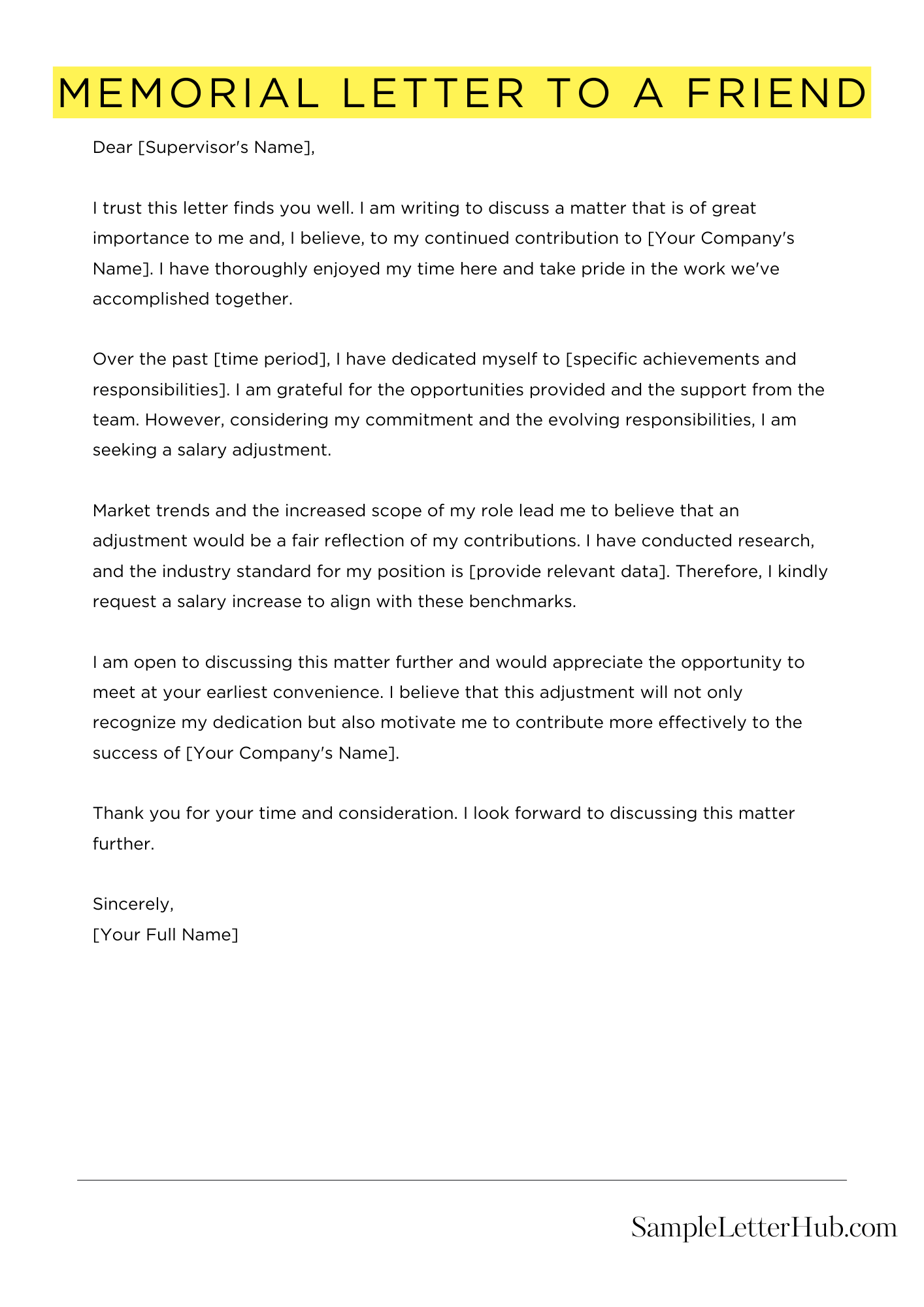 Memorial Letter To A Friend