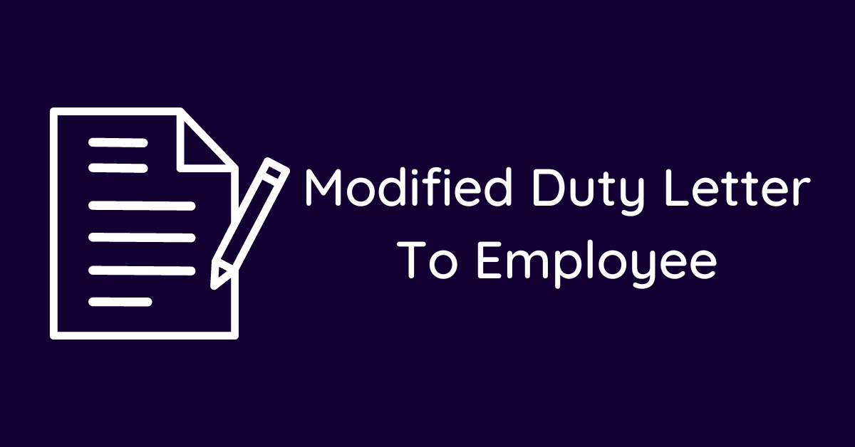 Modified Duty Letter To Employee