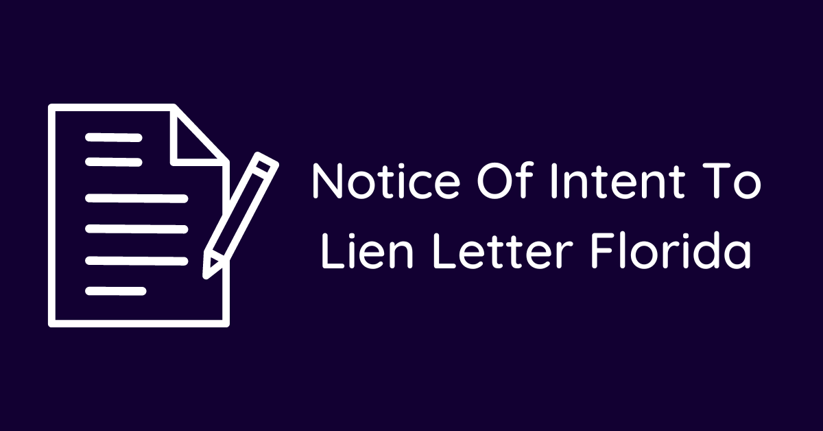 Notice Of Intent To Lien Letter Florida