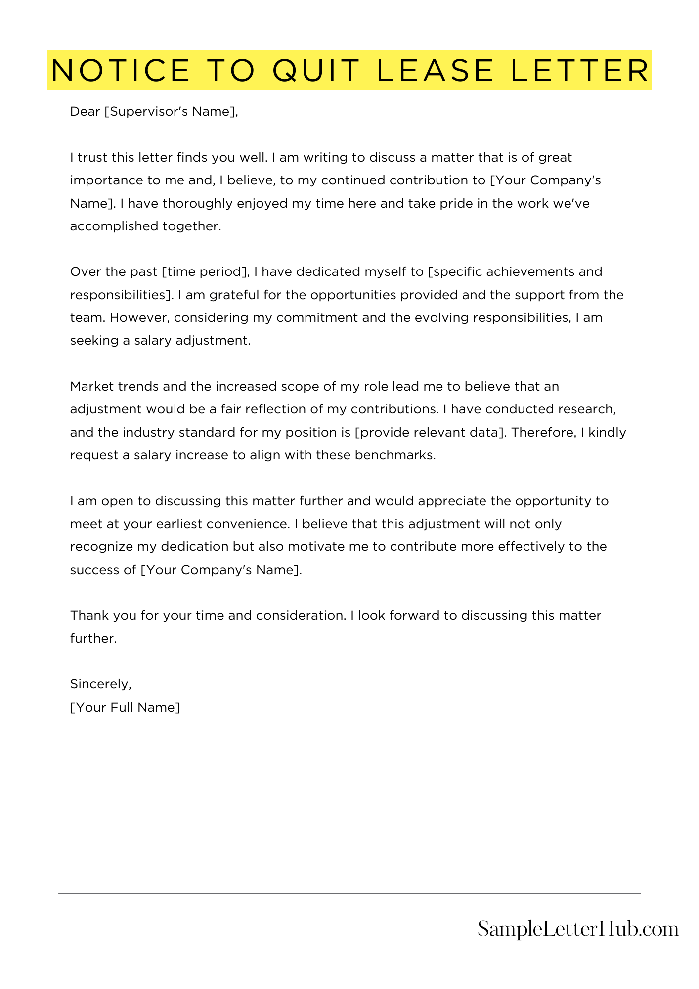 Notice To Quit Lease Letter