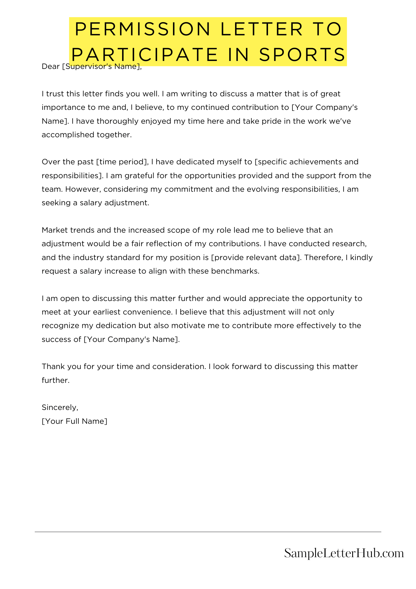 Permission Letter To Participate In Sports