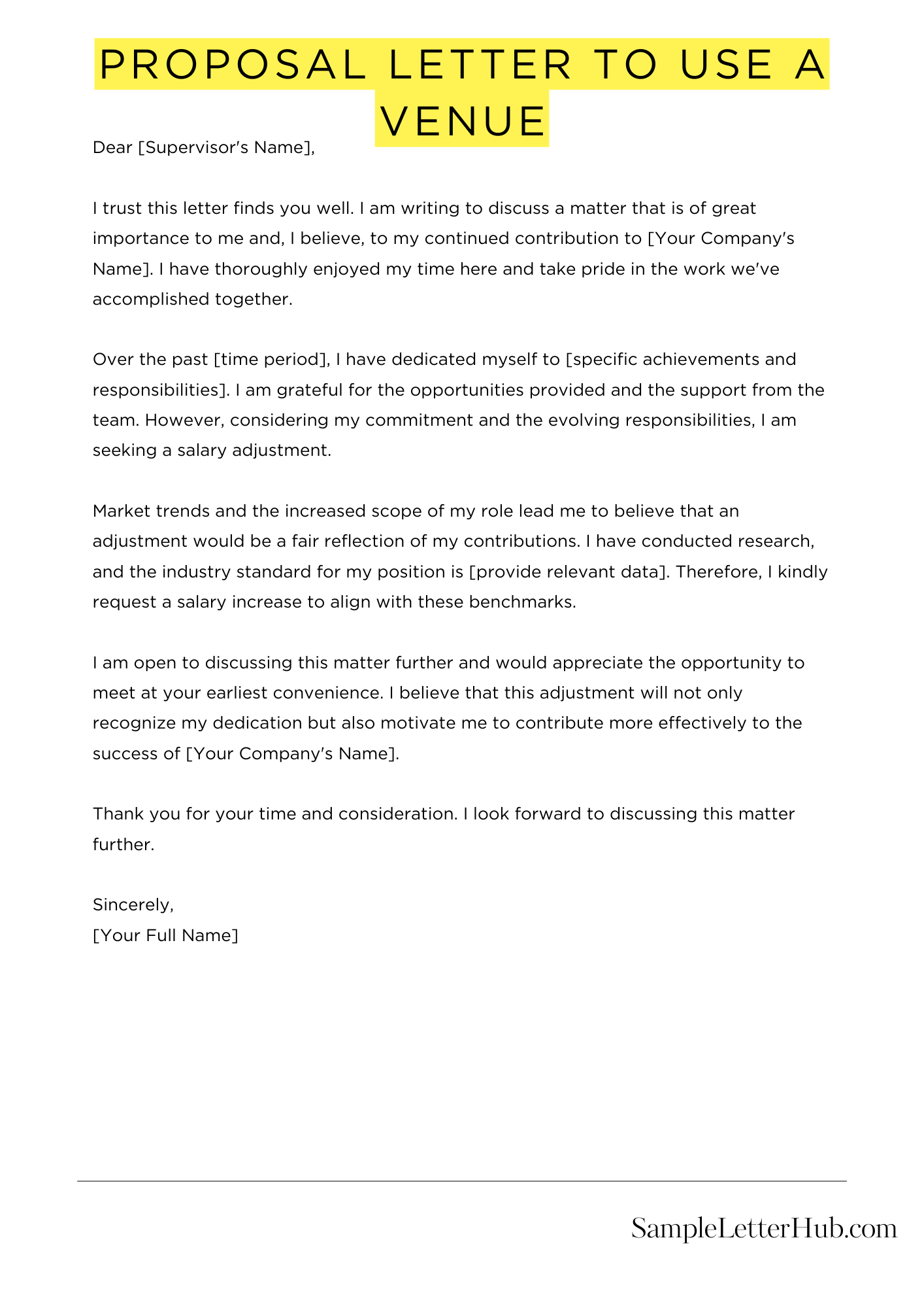 Proposal Letter To Use A Venue