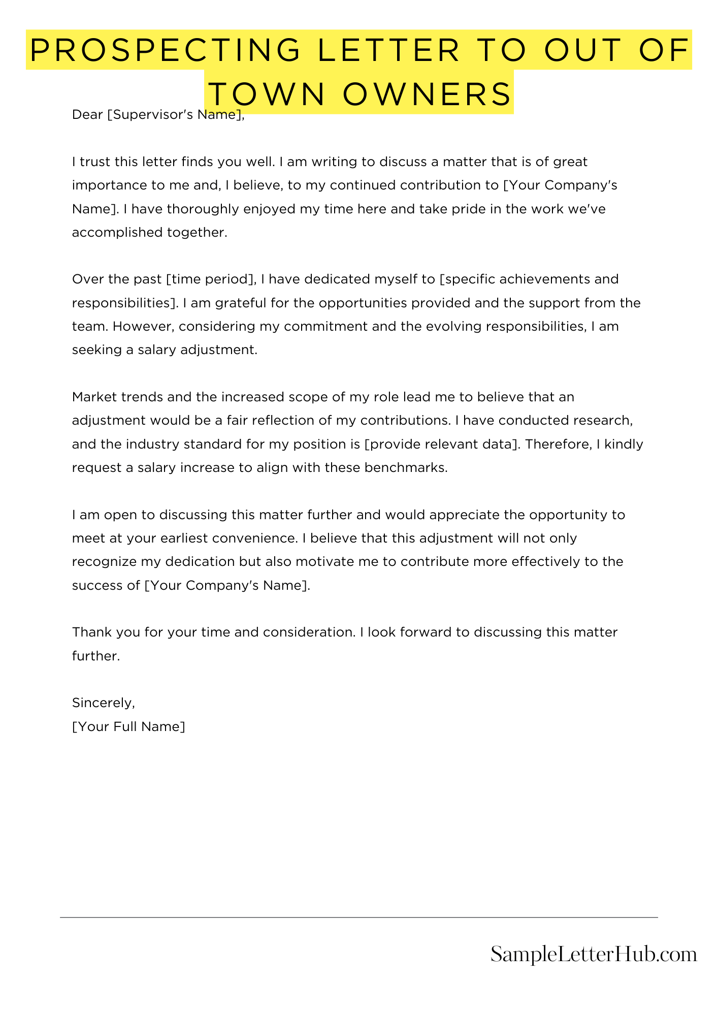 Prospecting Letter To Out Of Town Owners