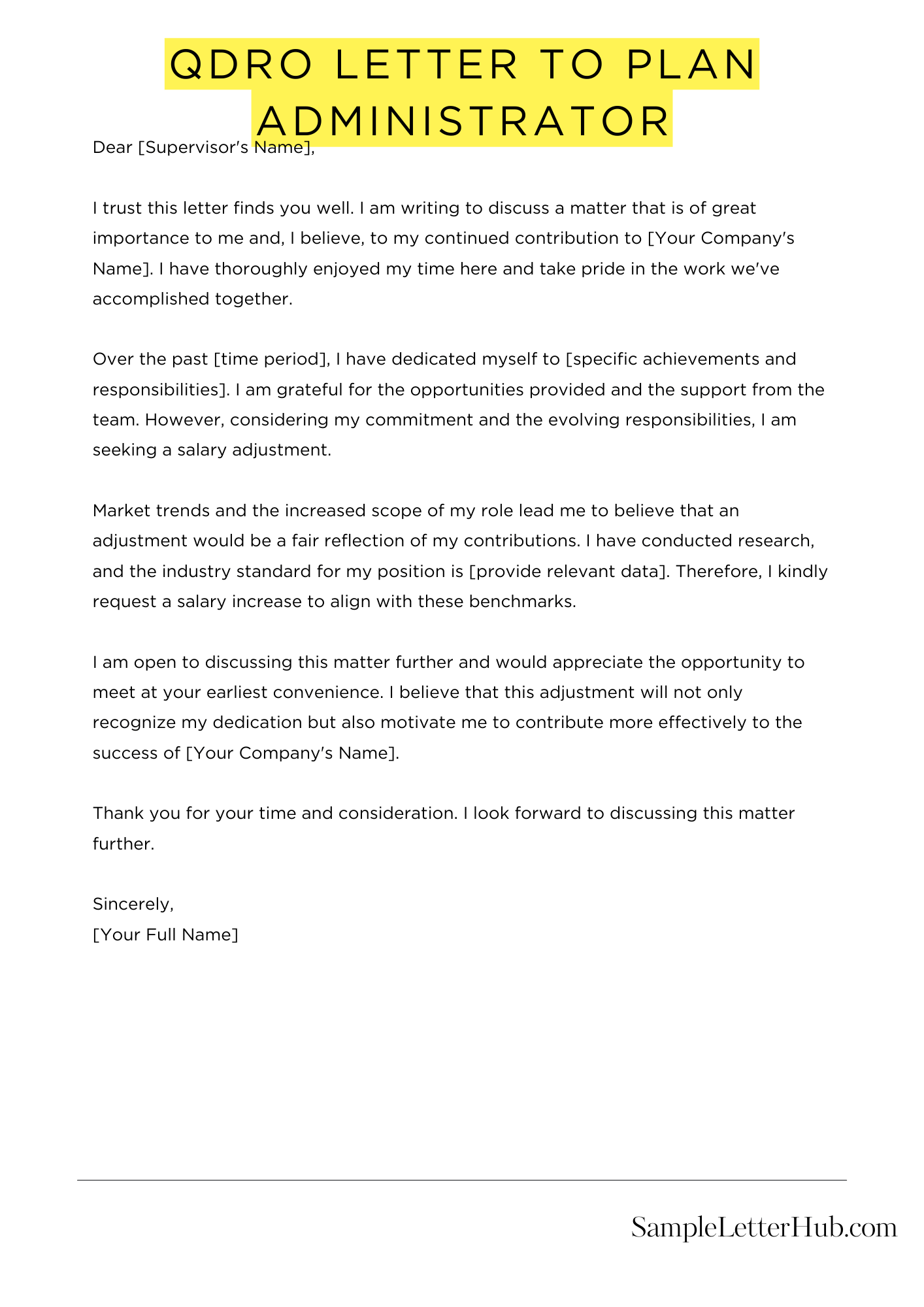 Qdro Letter To Plan Administrator