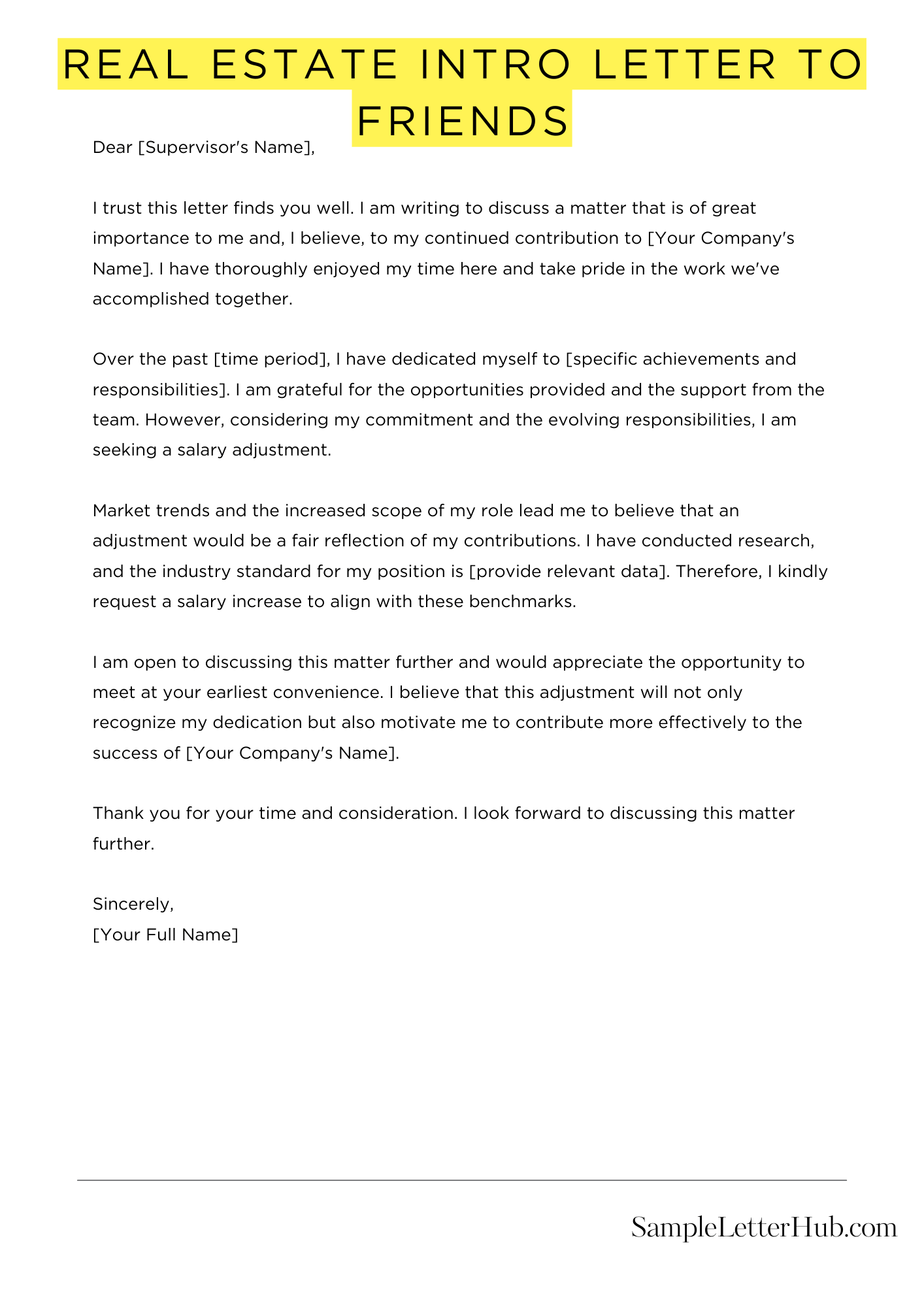 Real Estate Intro Letter To Friends