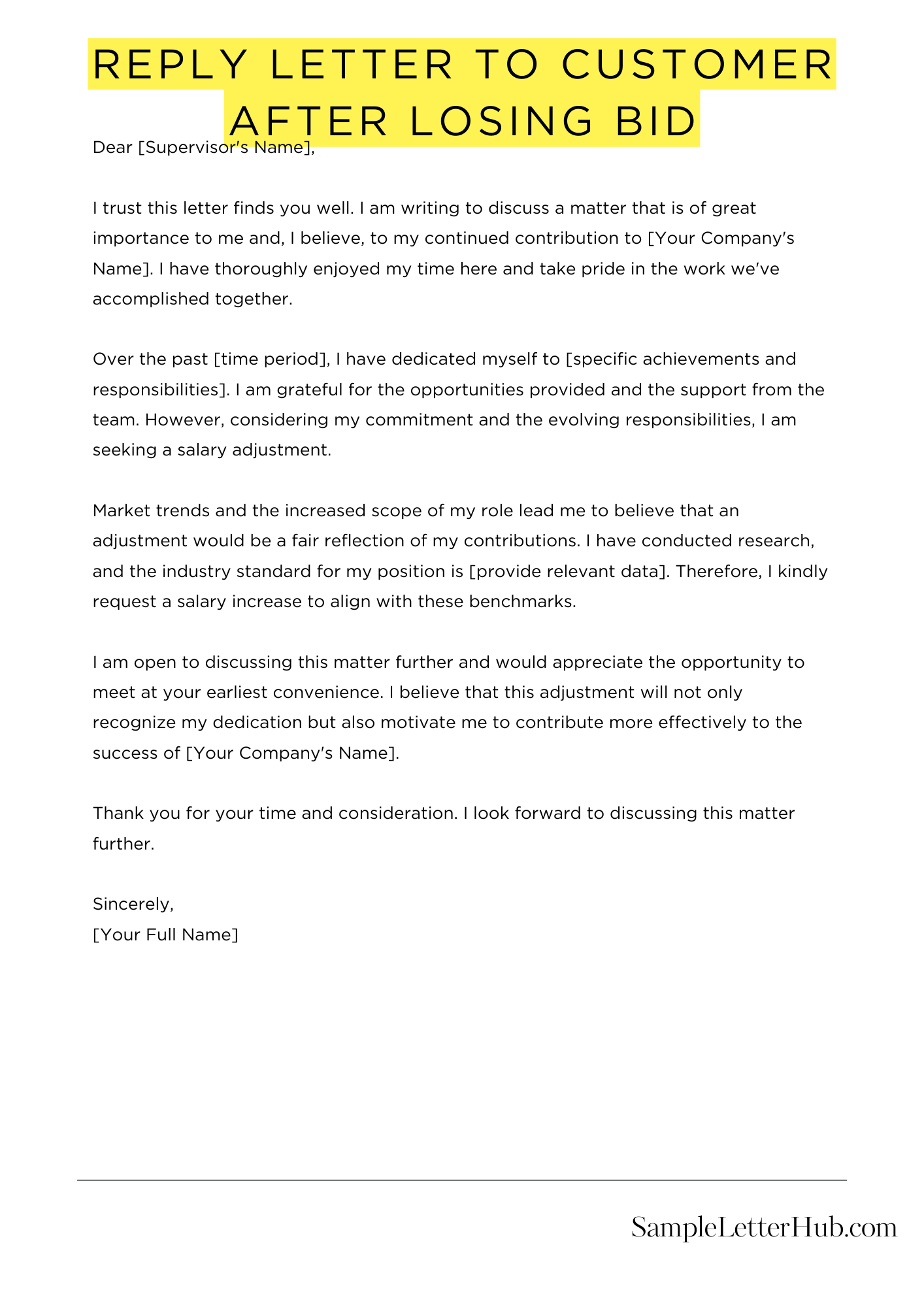 Reply Letter To Customer After Losing Bid