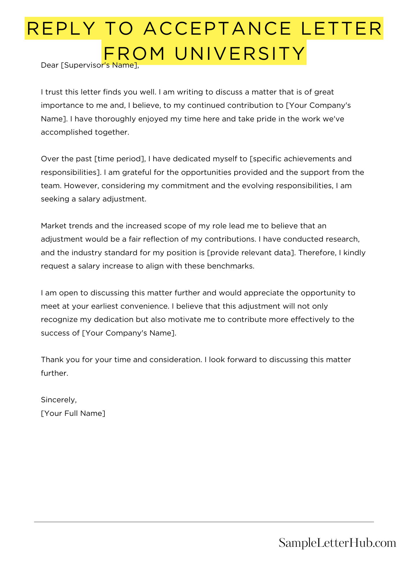 Reply To Acceptance Letter From University