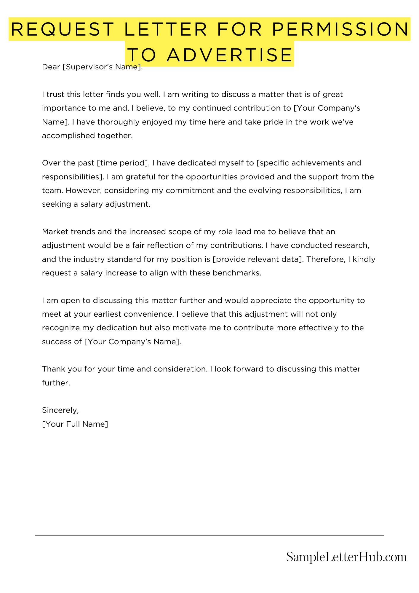 Request Letter For Permission To Advertise