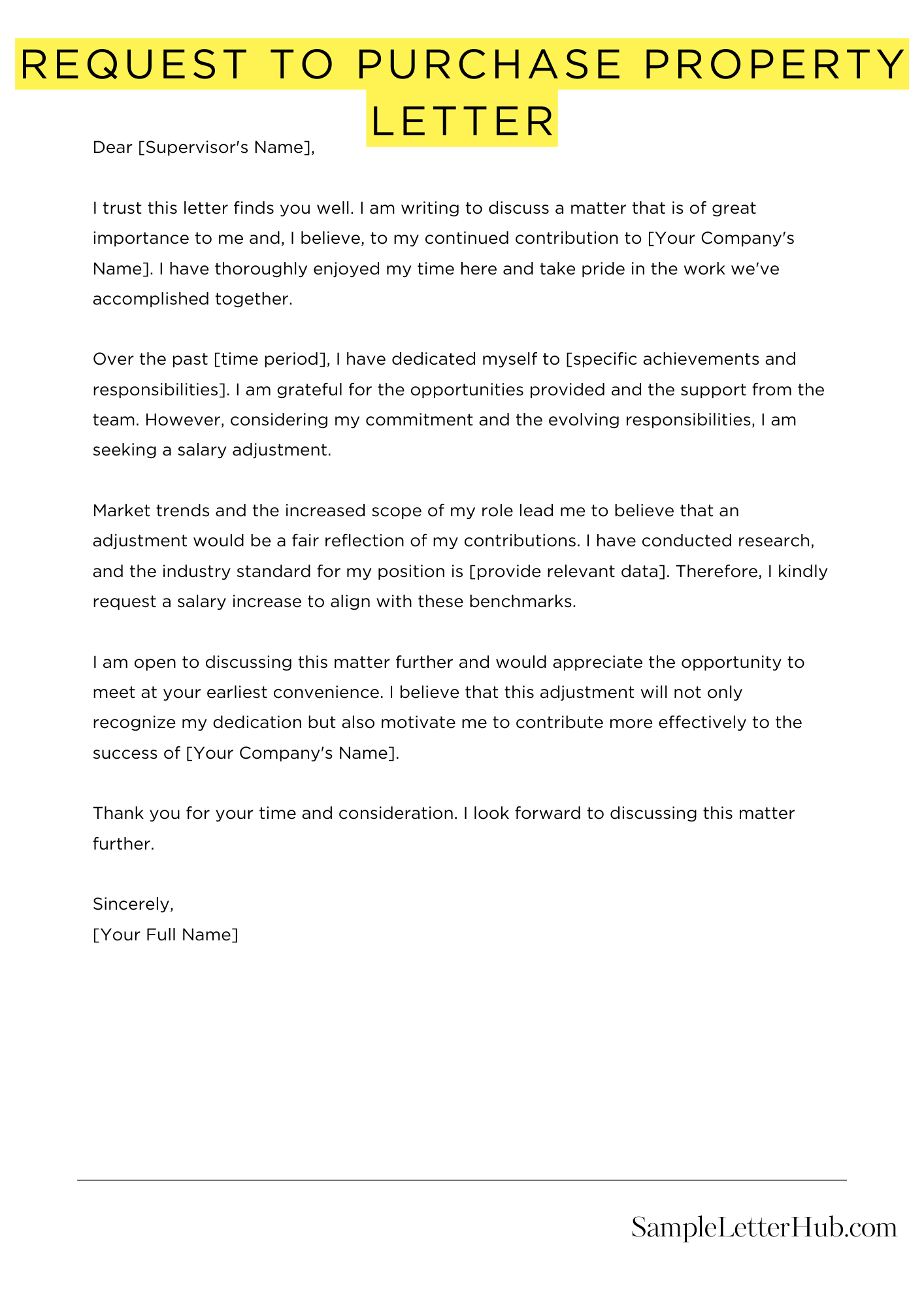 Request To Purchase Property Letter