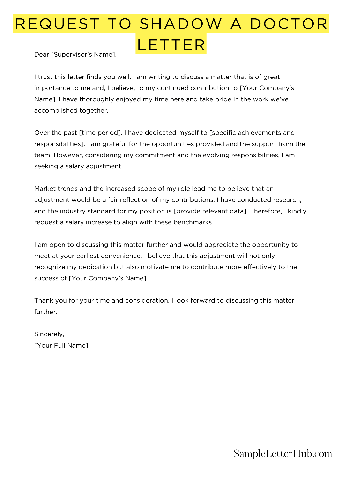 Request To Shadow A Doctor Letter