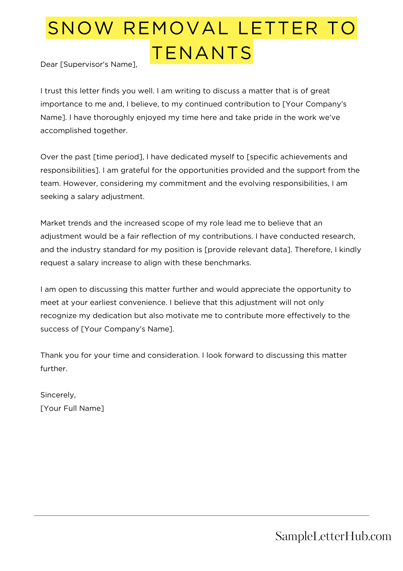 Snow Removal Letter To Tenants