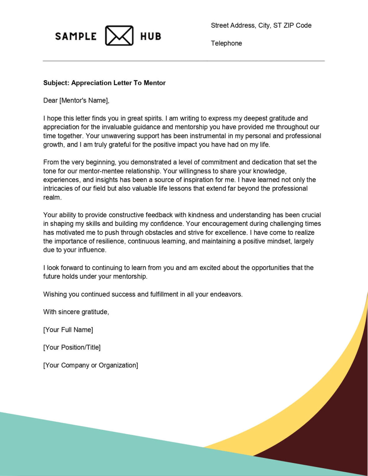 Appreciation Letter To Mentor ( 5 Samples ) - Sample Letter Hub