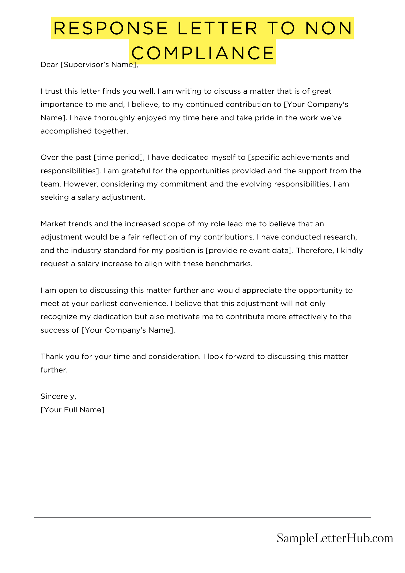 Response Letter To Non Compliance