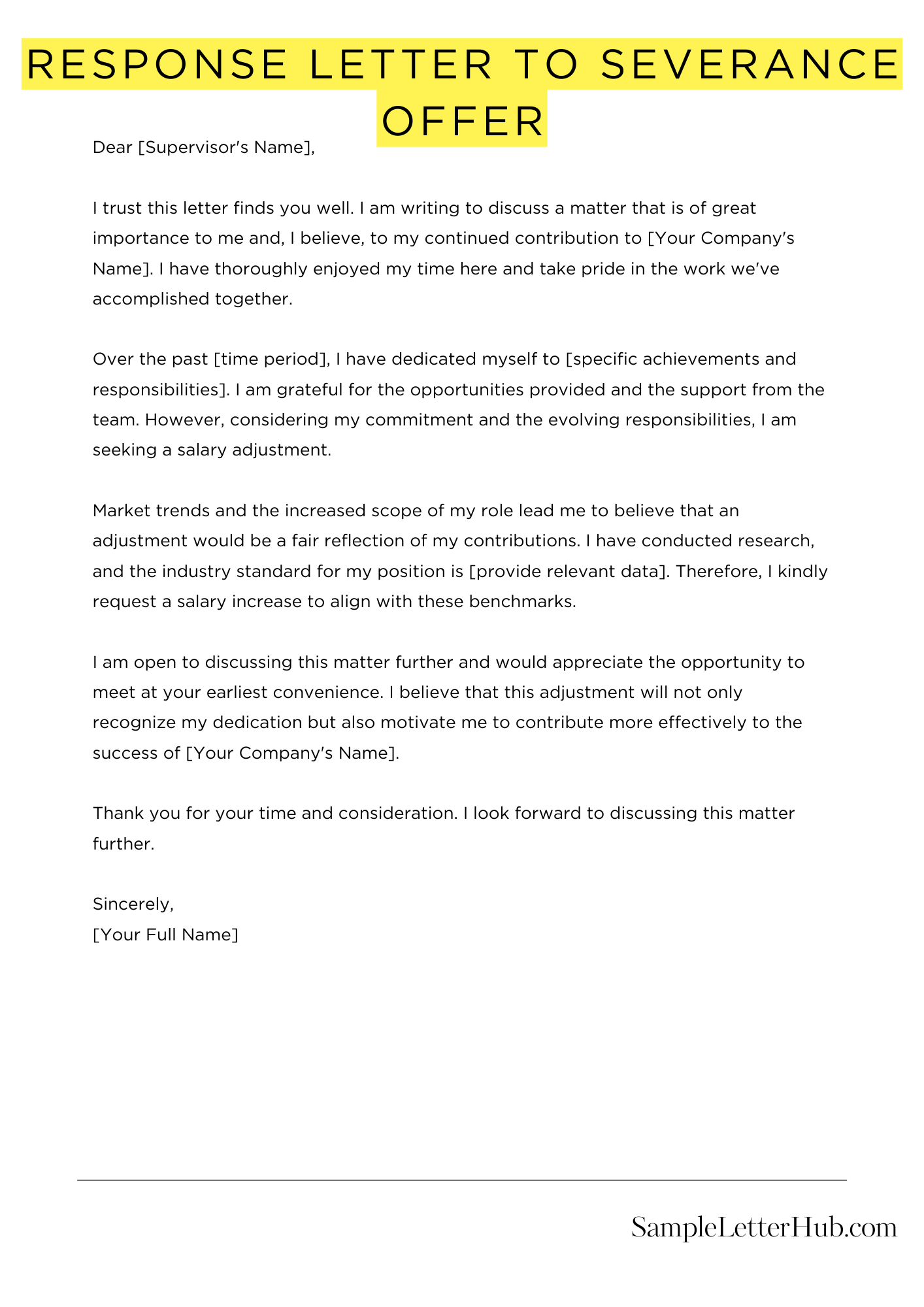 Response Letter To Severance Offer