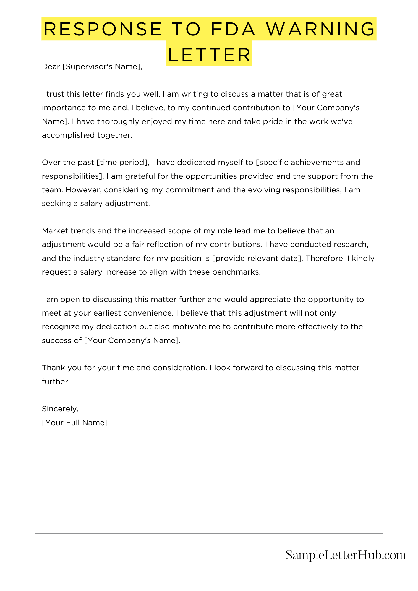 Response To Fda Warning Letter