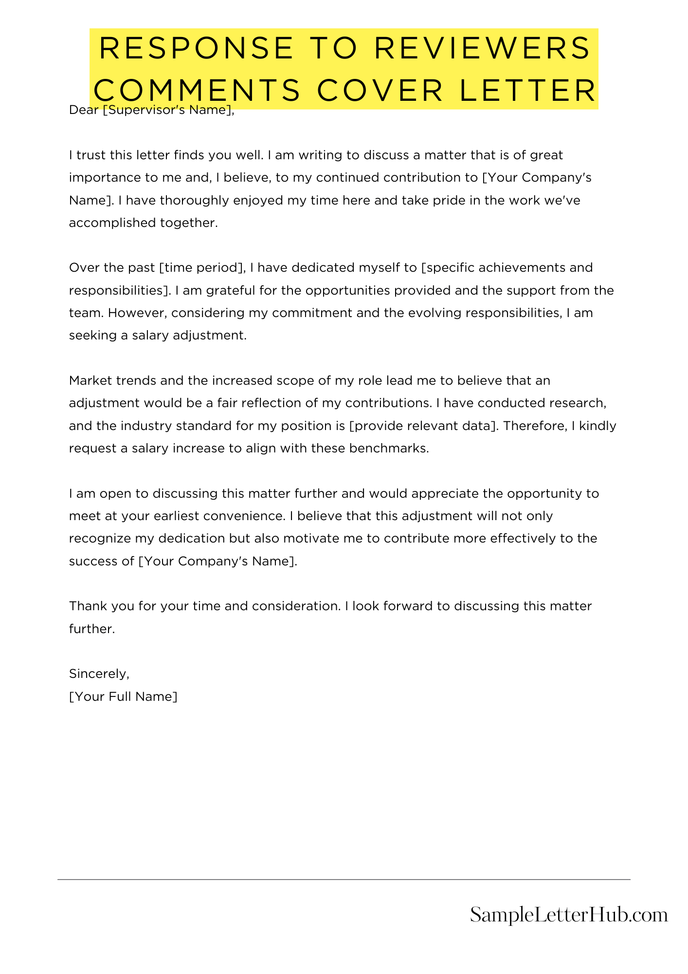 Response To Reviewers Comments Cover Letter