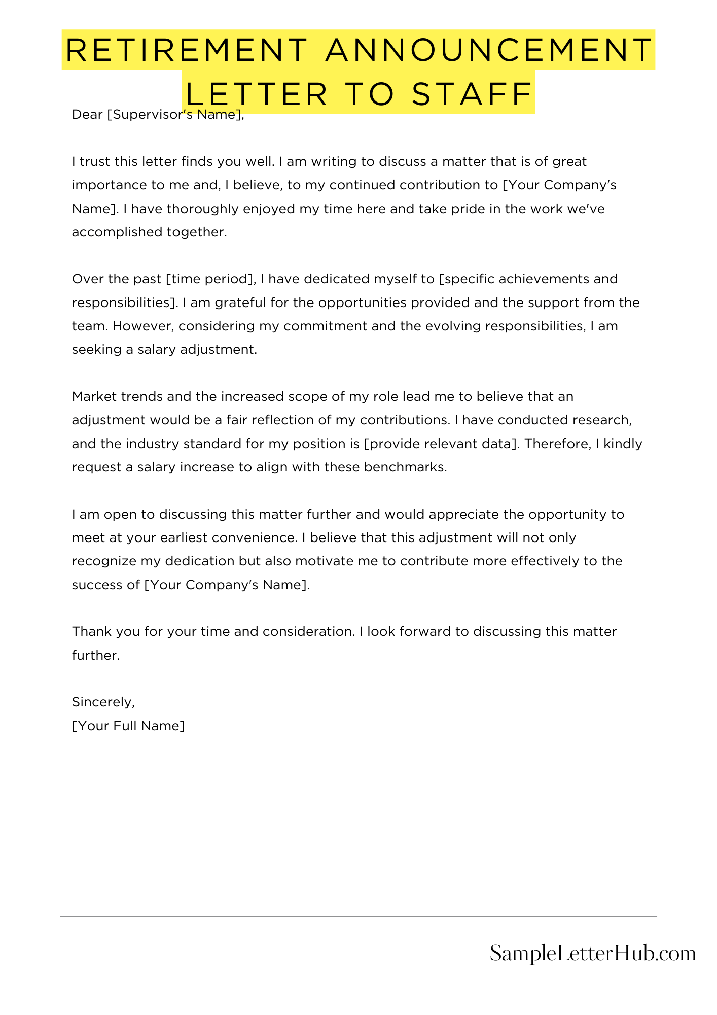 Retirement Announcement Letter To Staff