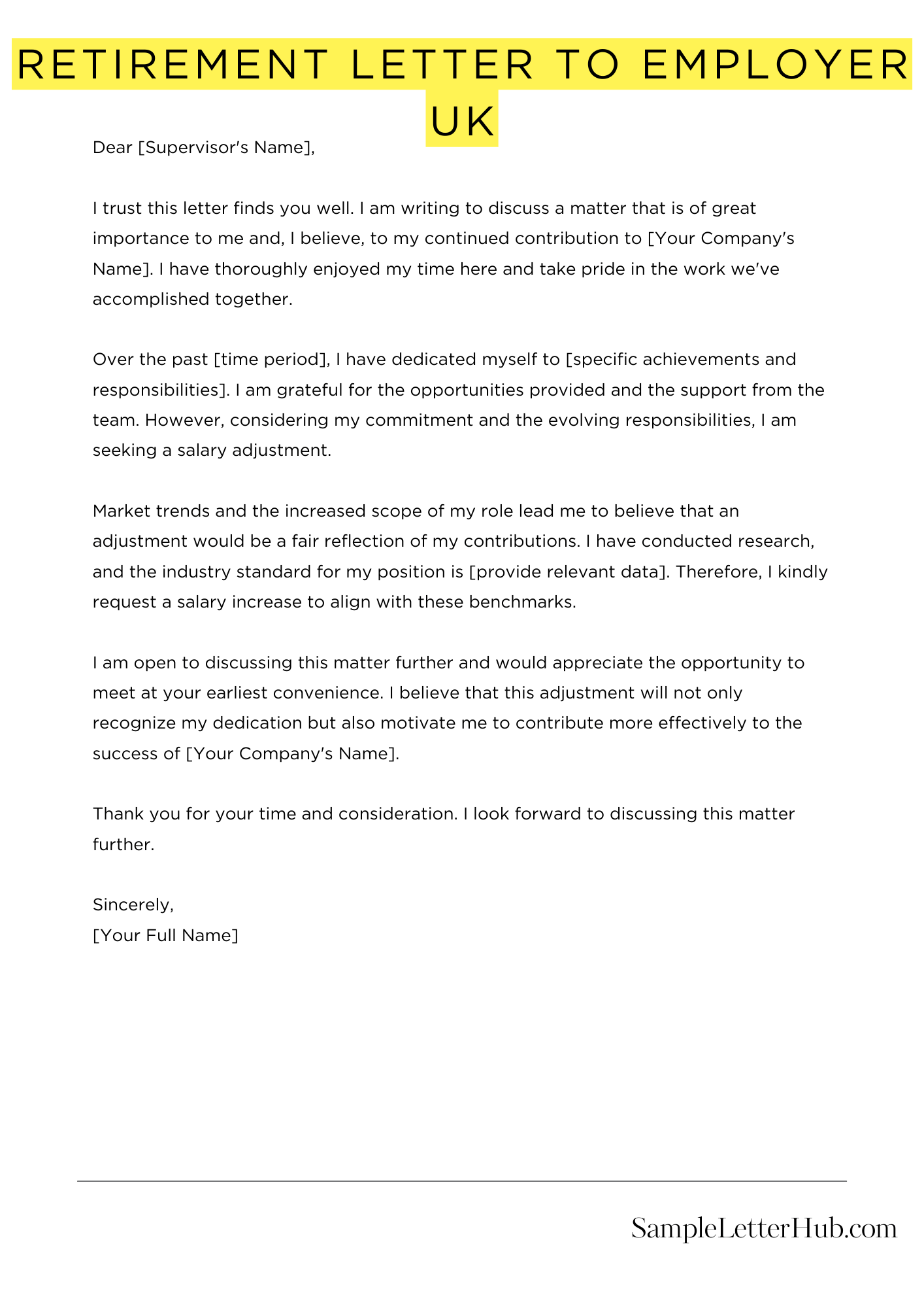 Retirement Letter To Employer Uk