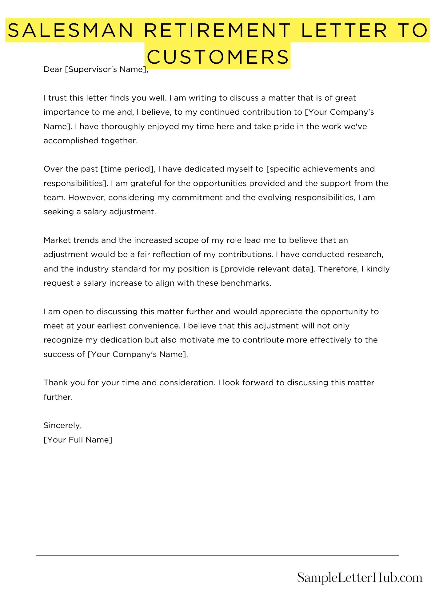 Salesman Retirement Letter To Customers