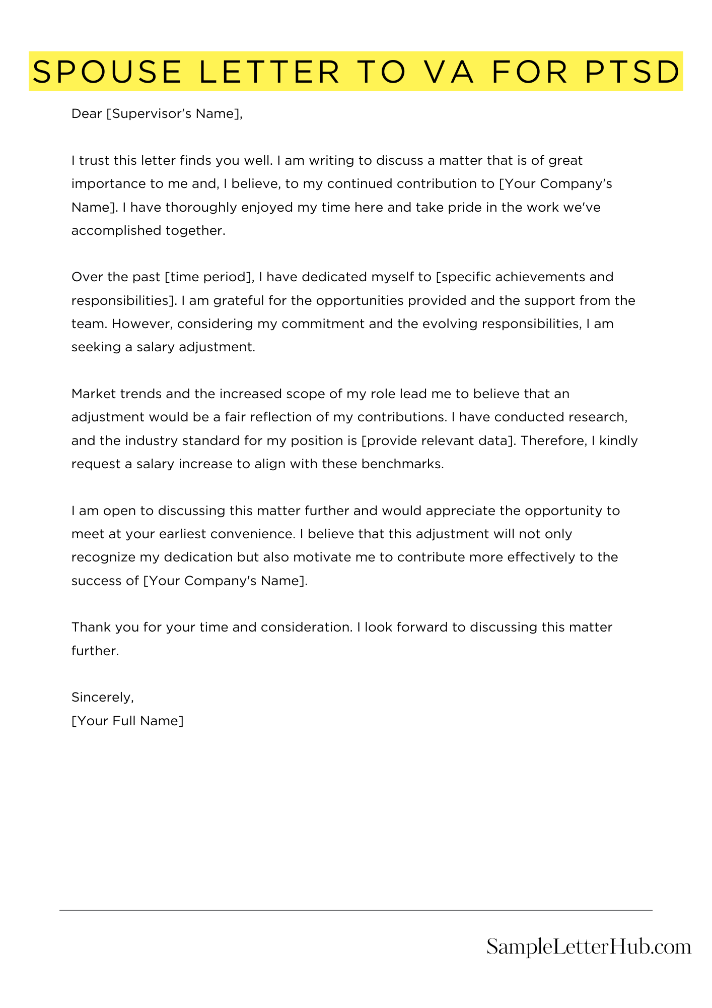 Spouse Letter To Va For Ptsd