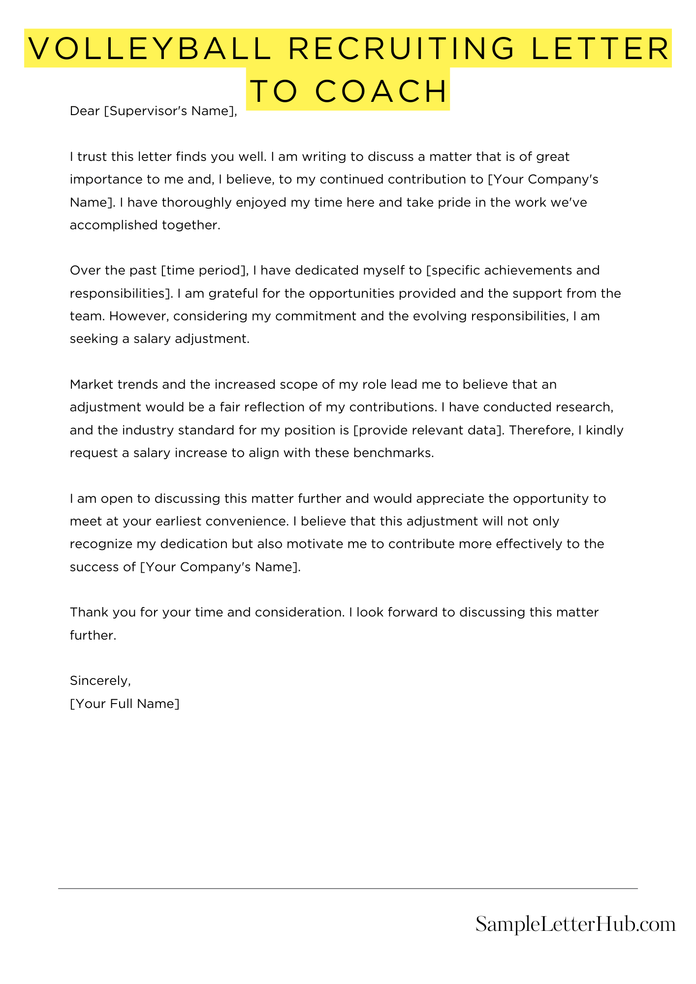 Volleyball Recruiting Letter To Coach