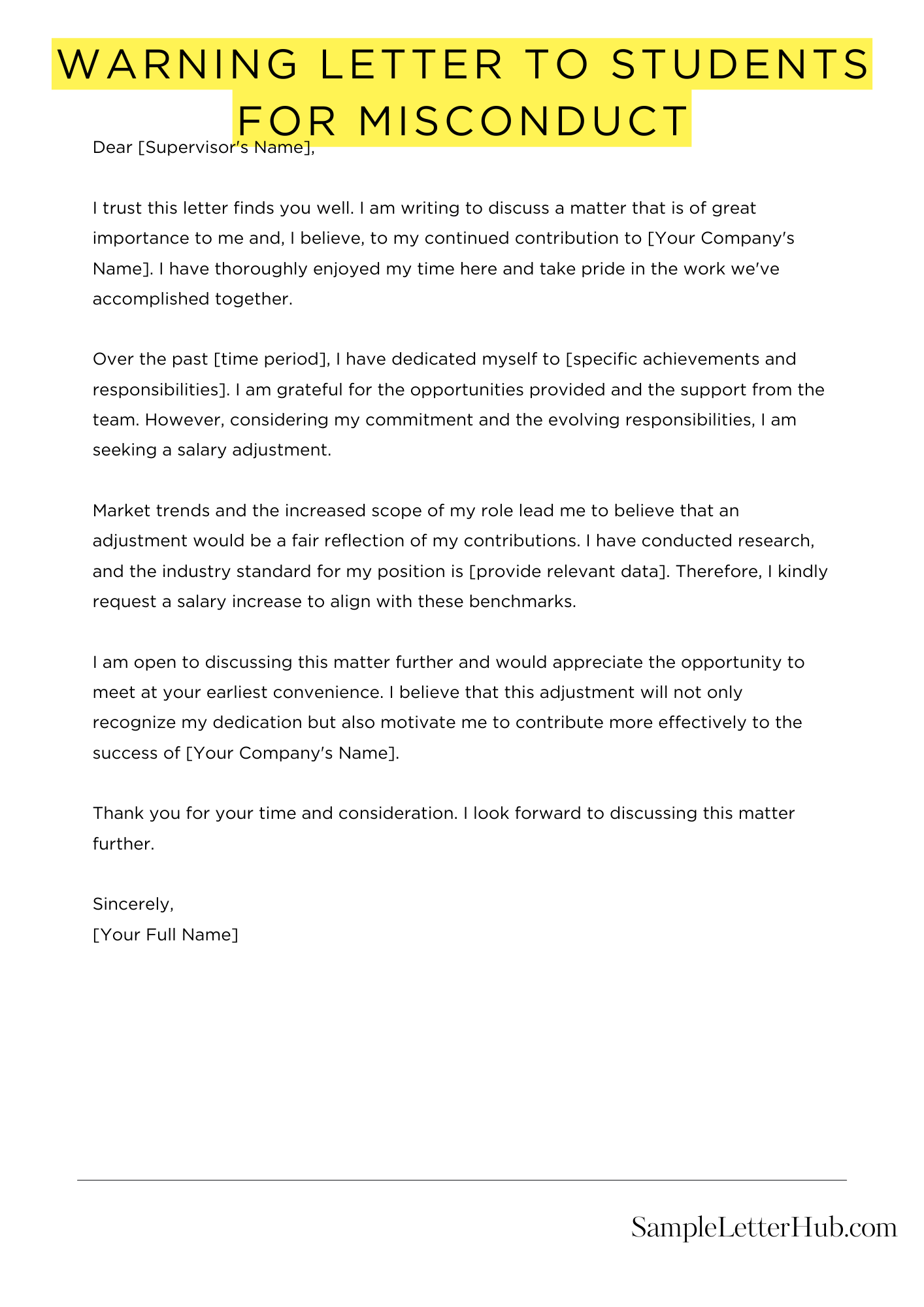 Warning Letter To Students For Misconduct