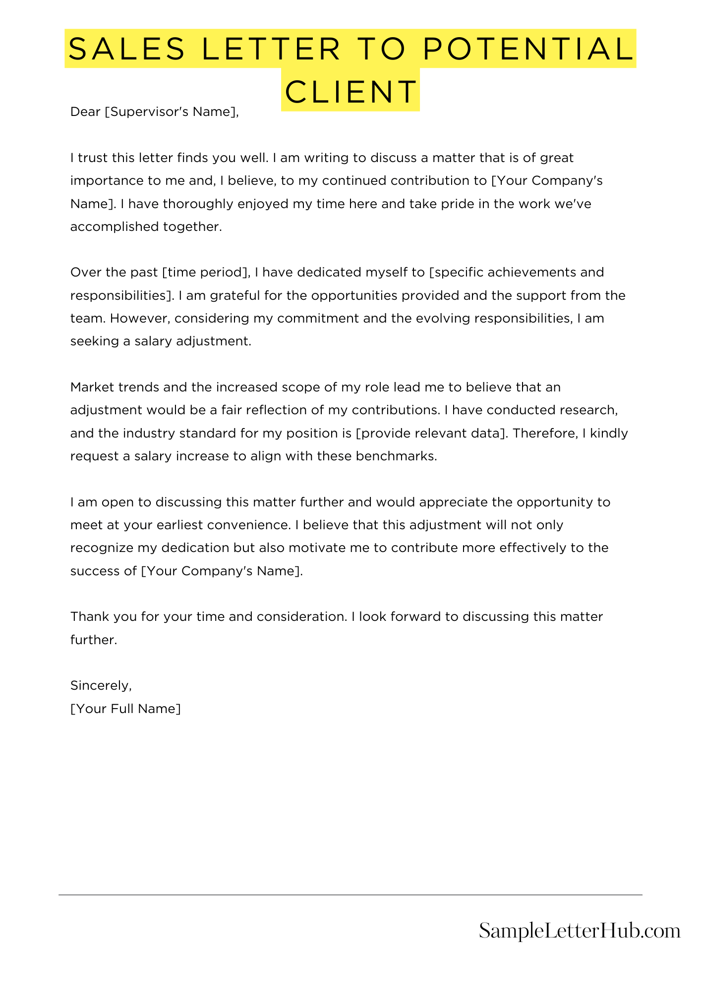 Sales Letter To Potential Client