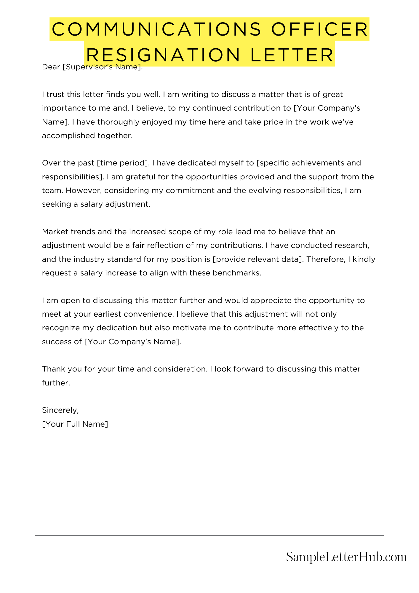 Communications Officer Resignation Letter