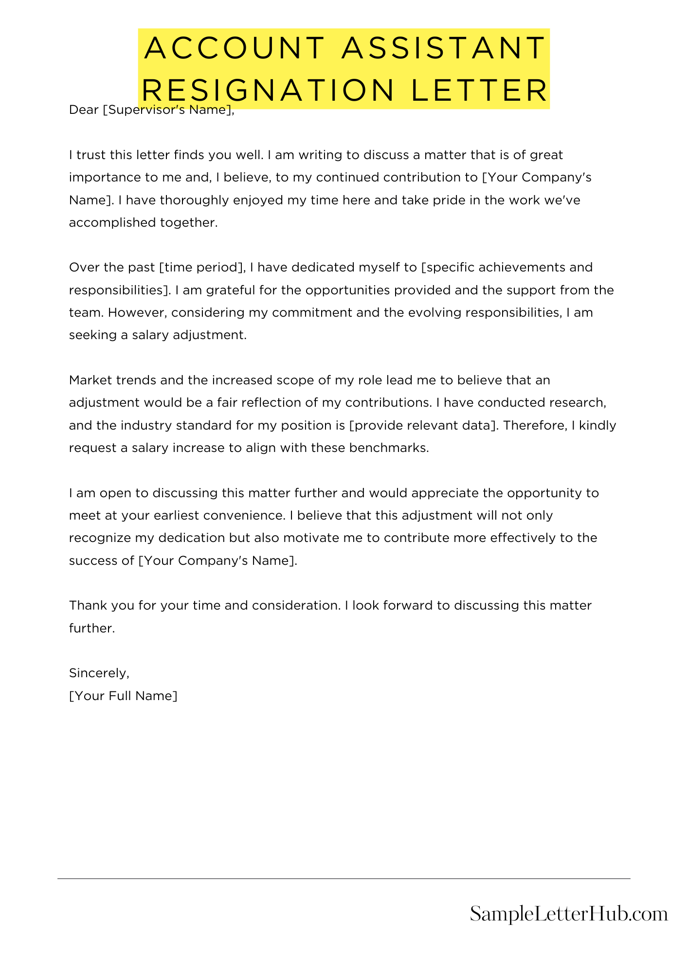 Account Assistant Resignation Letter