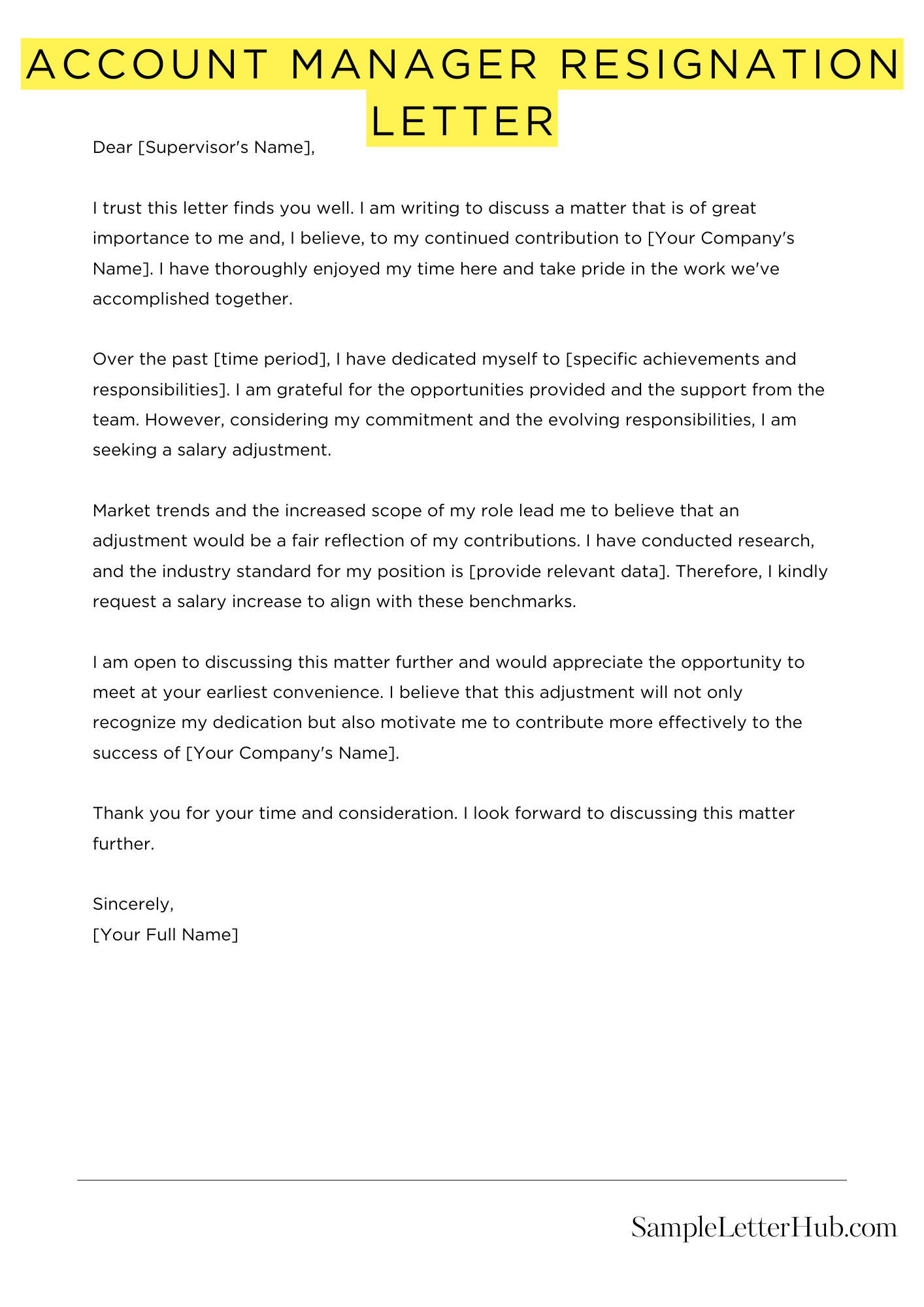 Account Manager Resignation Letter