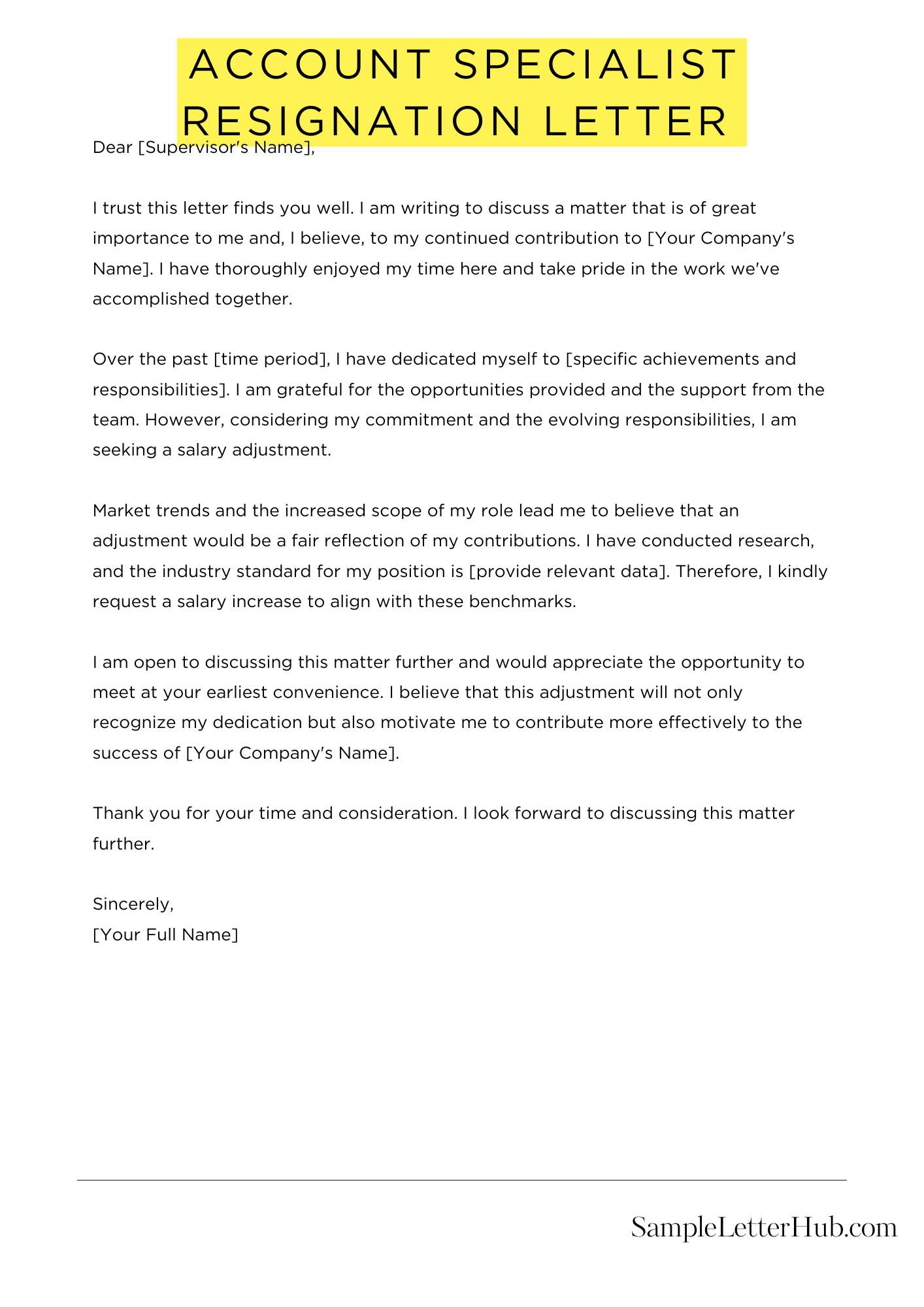 Account Specialist Resignation Letter 