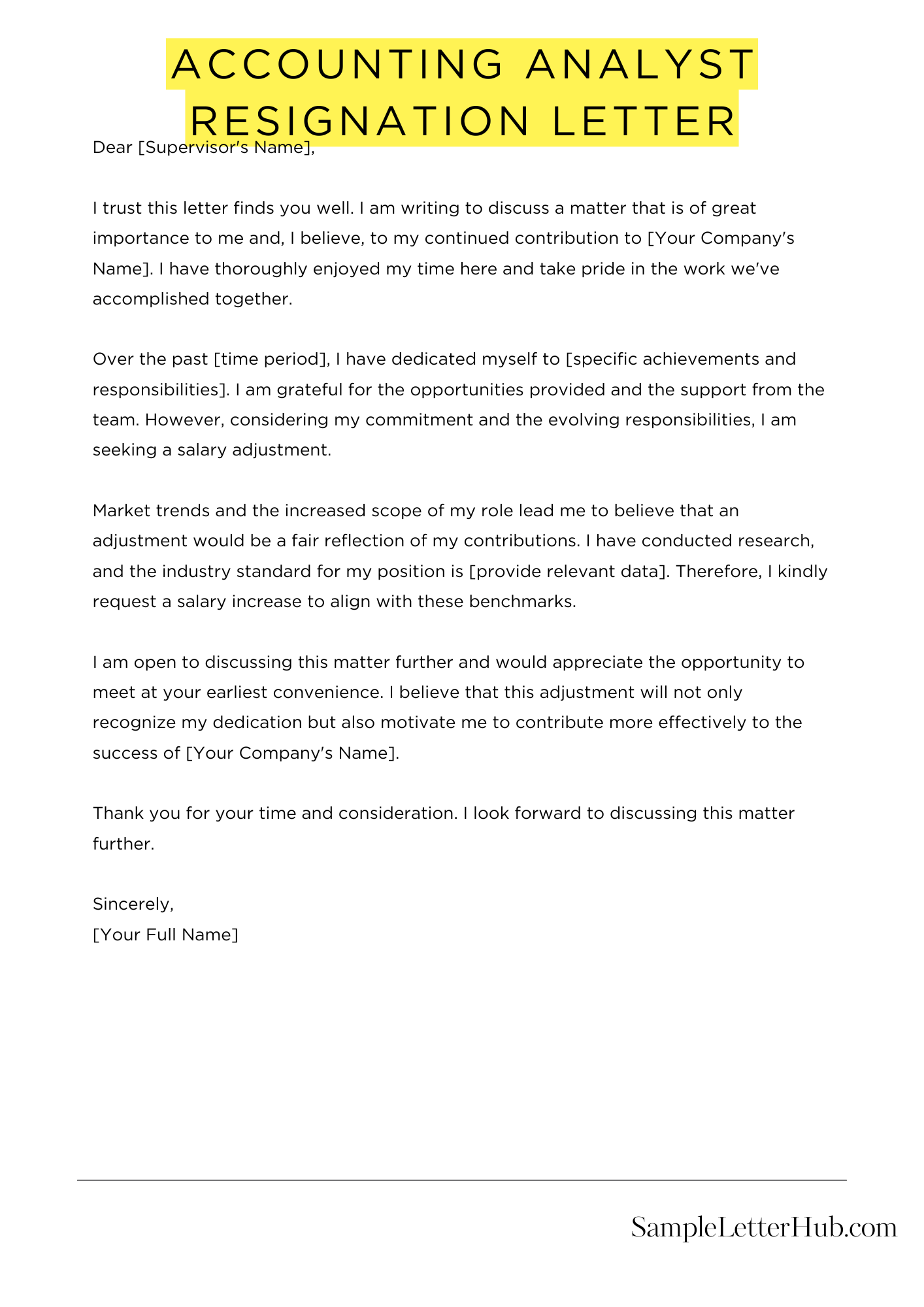 Accounting Analyst Resignation Letter